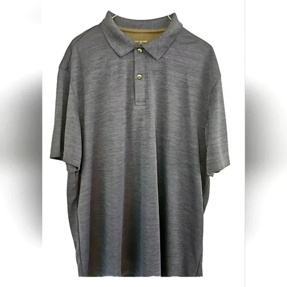 Van Heusen Mens Short Sleeve Polo Shirt Size XL Grey